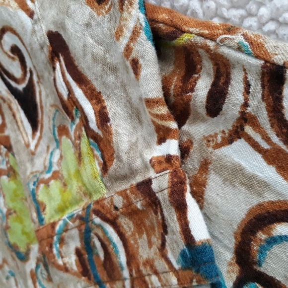 Parsley & Sage Medium Green Brown Abstract Print Grommet Lightweight Jacket - Picture 15 of 16